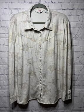 Roper Womens Floral Snap Front Western Shirt Sz 3X Metallic Cowgirl Rodeo